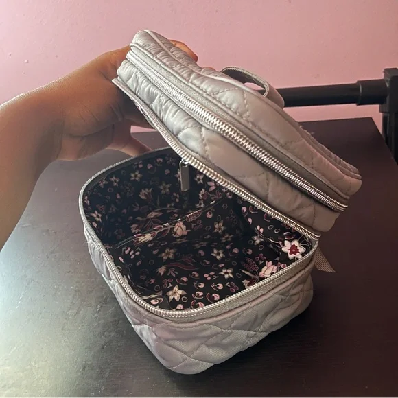 Vera Bradley Grey Quilted Cosmetic Travel Bag