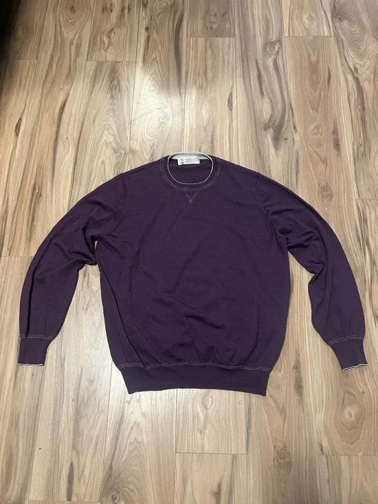 Brunello Cucinelli Rich Purple Cashmere Crewneck Sweater