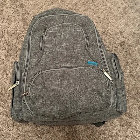 CoolBELL Backpack Diaper Bag Gray Many Pockets Insulated Padded 16