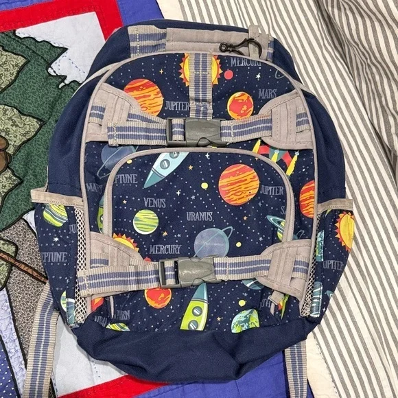 Pottery Barn Kids Space Adventure Backpack Small Rockets Planets Toddler