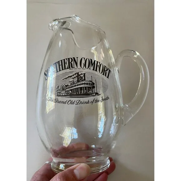 Southern Comfort Glass Pitcher Steam Boat Graphic 8
