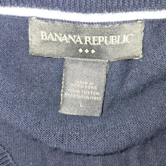 Banana Republic Blue V-neck Cotton Sweater Vest Size Large