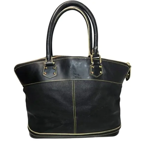 Black leather Louis Vuitton locKit bag