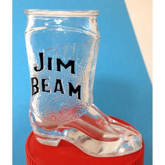 Jim Beam Shot Glass Whiskey Boot Shape Vintage