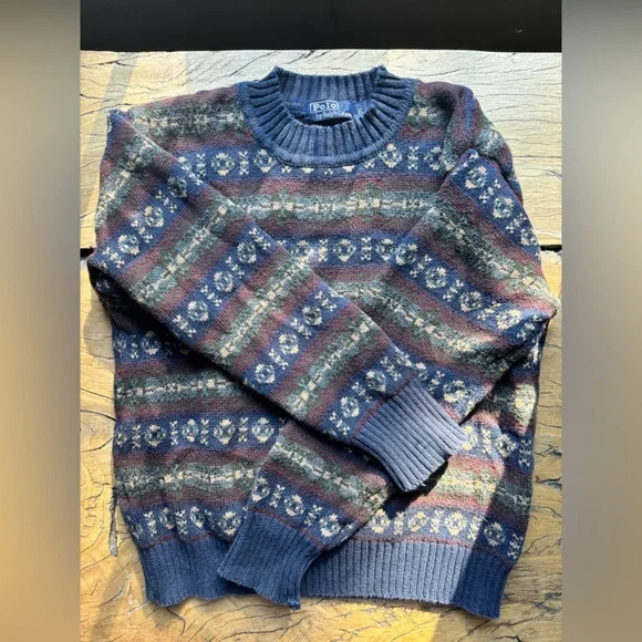 Ralph Lauren Kids Multicolor Patterned Crewneck Sweater 100% Cotton