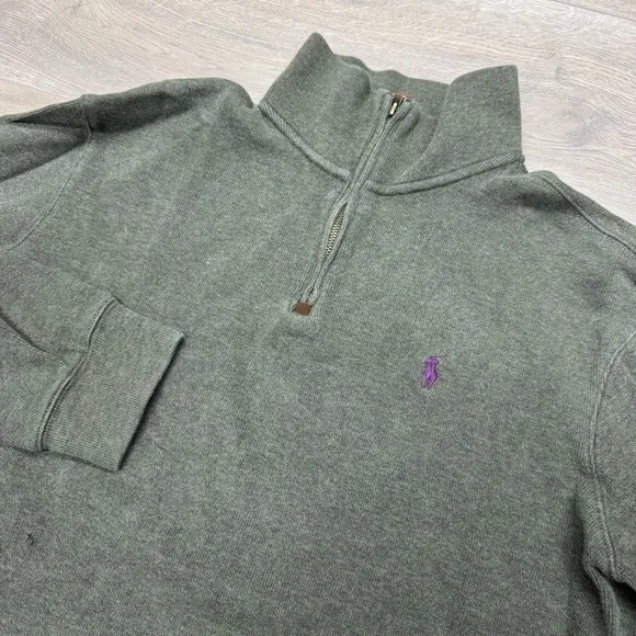 Polo Ralph Lauren Green 1/4 Zip Pullover Men's Sz L Pony Preppy Elevated