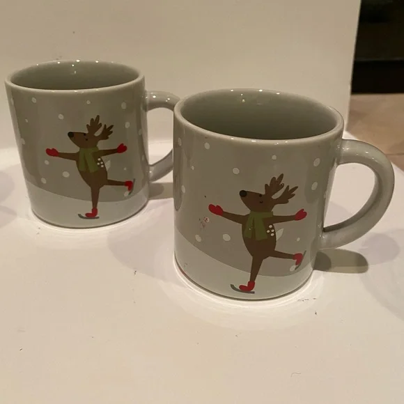 Crate & Barrel Joan Anderson Christmas Mugs 3”