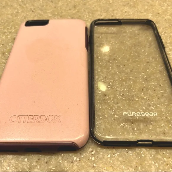 Two iPhone 8 Plus Otter-box & Pure.gear Pink & Clear
