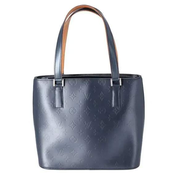Louis Vuitton Stockton Monogram Mat Tote Bag M55115 Blue Calf