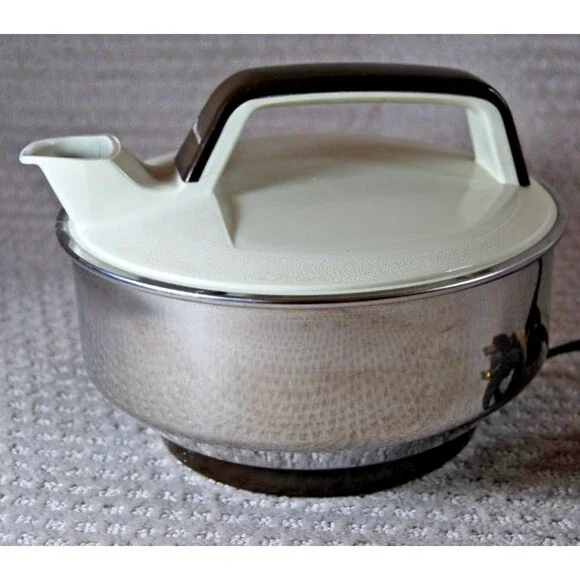 Vintage Moulinex Electric Kettle MCM Tested and Working Model V605 Brown Chrome