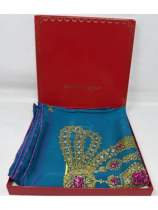Must De Cartier Silk Scarf 33 In. With Box