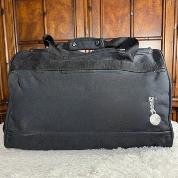 Vintage Black Embroidered Silver Golfer Canvas Duffel Bag