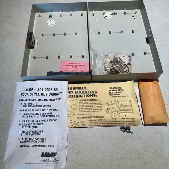MMF Industries Hook Style Key Cabinet - 28 Keys New with Tags. 11”L x 7.75”W