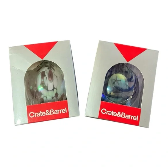 Crate&Barrel Holiday Ornament Set - White and Blue
