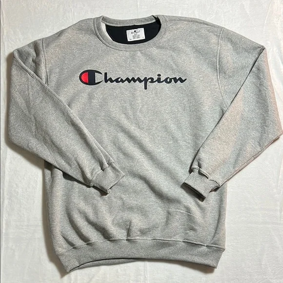 Champion Gray Crewneck Sweater Classic Athletic Style - XLT