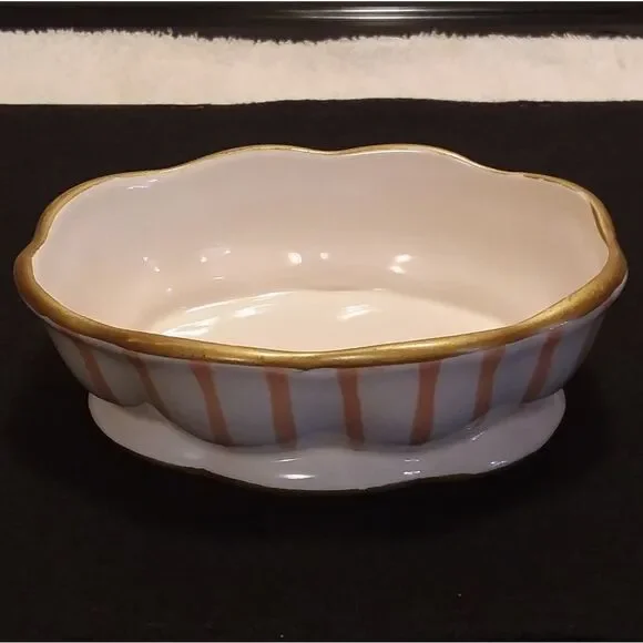 Orange & White Striped Candy or Trinket Dish