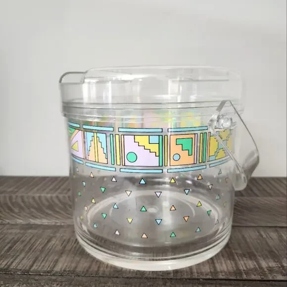 Vintage retro J.G. Hook Oneida 1988 3 piece Acrylic ice bucket Desert Sky Clear