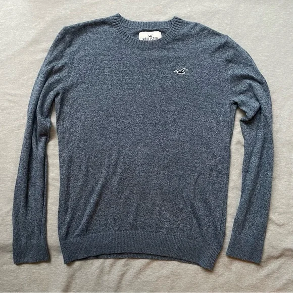 Hollister Gray/Blue Crewneck Logo Sweater Size Sma