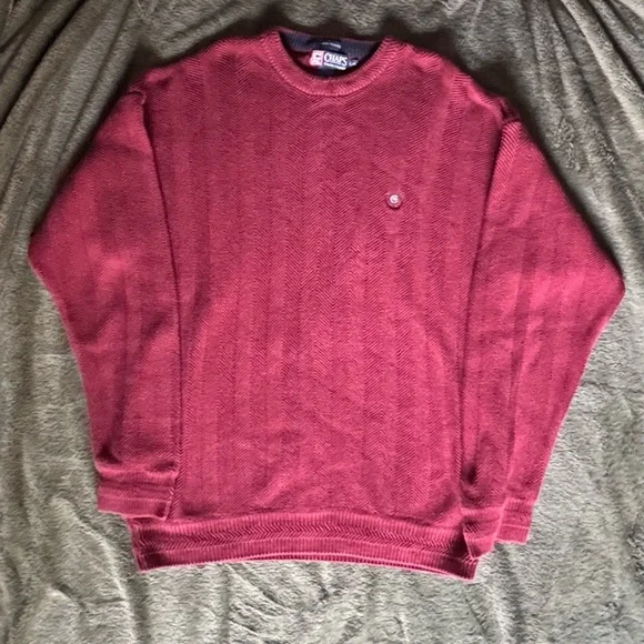 Chaps Ralph Lauren Sweater Men's L Knit Pullover Preppy Framed Textured Size L