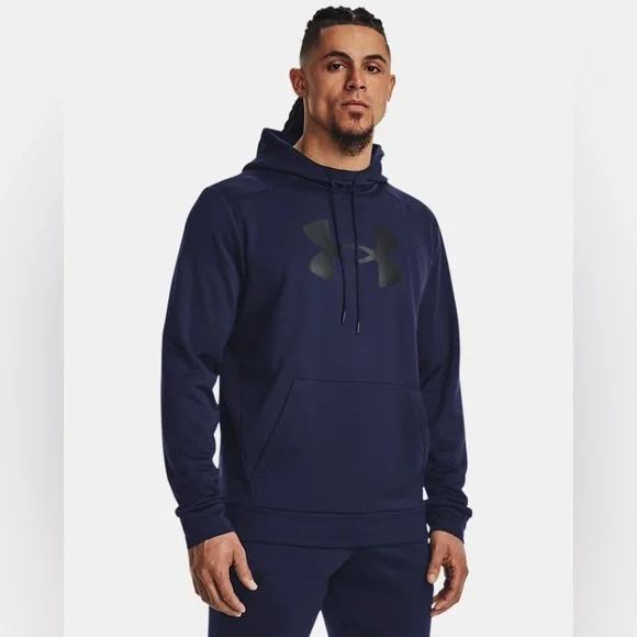 NWT UNDER ARMOUR Baby Blue Fleece Big Logo Lightweight Stretch Hoodie Sweatshirt