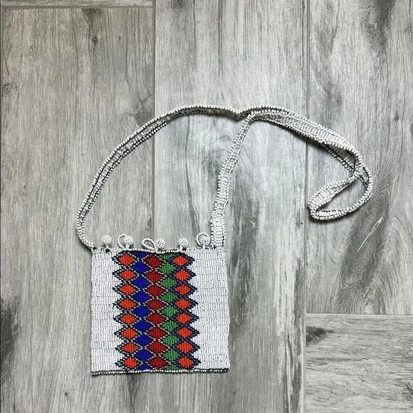 Handcrafted Beaded Crossbody Bag - Multicolor