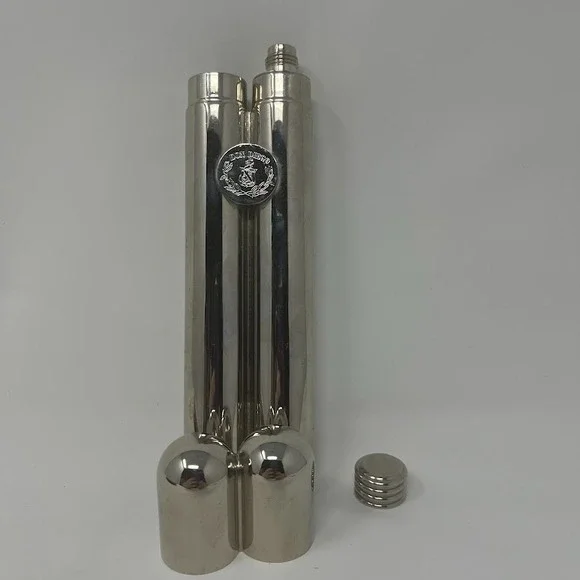 Don Diego Stainless Steel Flask Set Silver Twin Cylinder Screw Top Barware