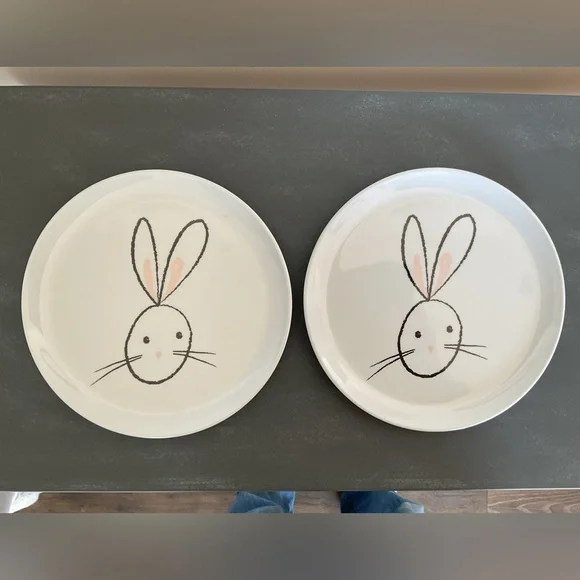 Crate & Barrel Easter Bunny Plastic Plates, set of 2