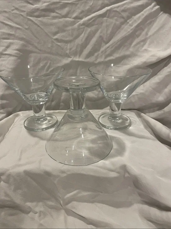Crate&Barrel Viva Clear Glass Martini Coupes - Set of 3