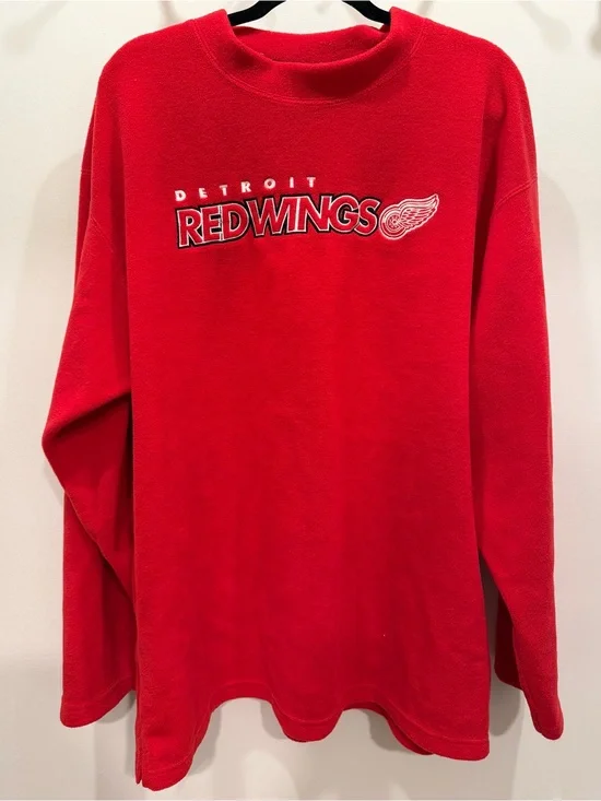 VINTAGE NHL DETROIT RED WINGS Embroidered Fleece Pullover Sweater