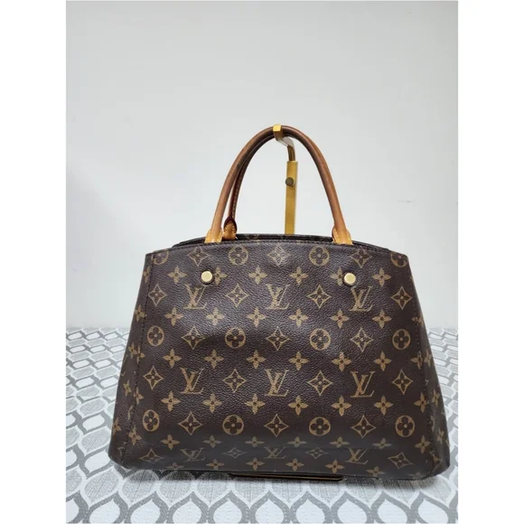 LOUIS VUITTON Monogram Canvas Montaigne MM Bag Brown