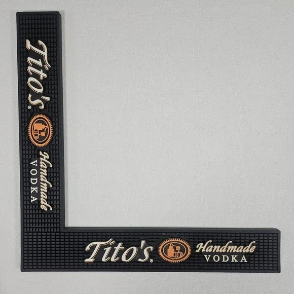 Tito's Vodka Corner Black Rubber Bar Spill Mat Rail Mancave 20
