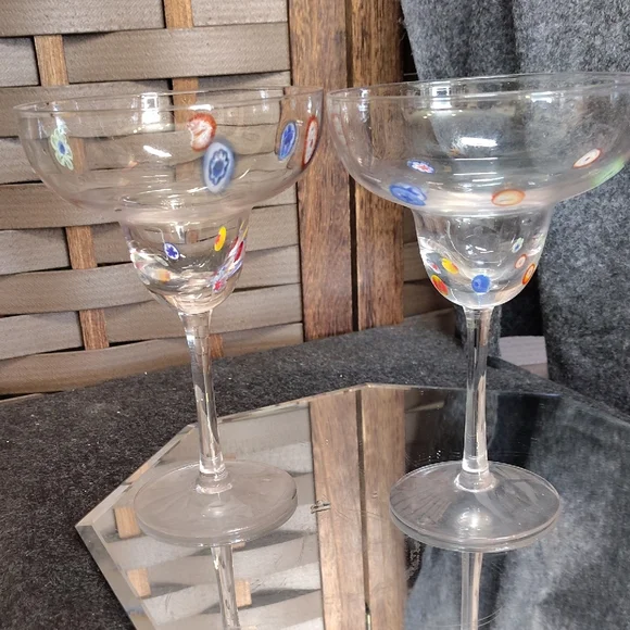 Colorful Hand-Painted Crate & Barrel Margarita Glasses