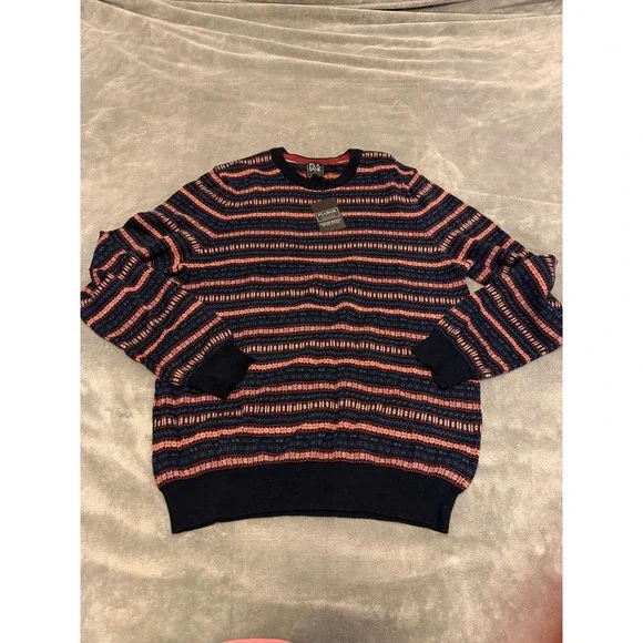 Jos A Bank Traveler Pima Cotton Mens XL‎ Crew Neck Striped Sweater