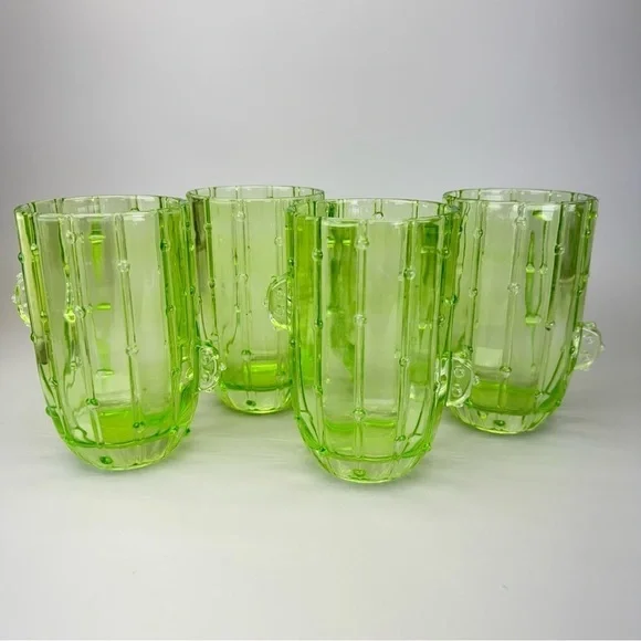 John Lewis Green Glass Cactus Tumblers Glasses