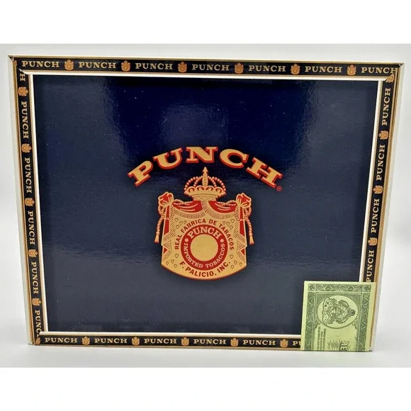 Vintage Punch Cigar Box Gold Tone Detail SKU U192
