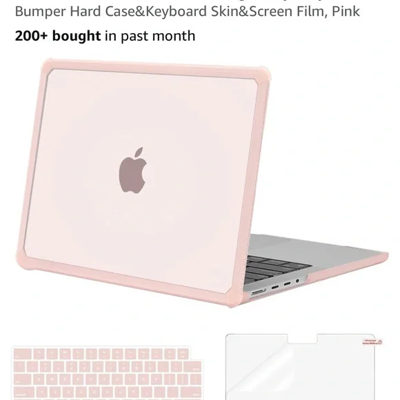 Pink Laptop Case with Keyboard Skin and Screen Film fits Mac 14 inch pro