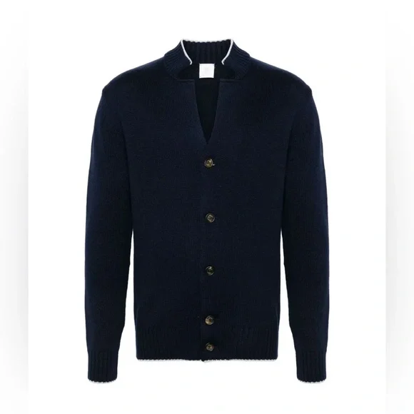 Eleventy Navy Blue Wool Cardigan