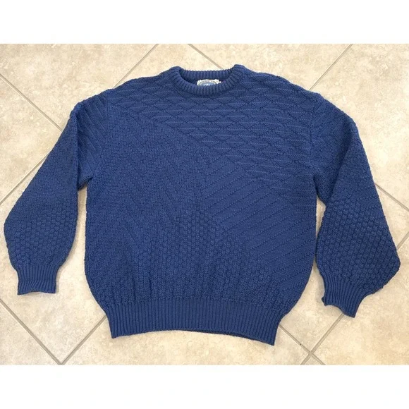 Vtg‎ Environmental Clothing Sweater Mens XL Blue Chunky Knit Pullover Fisherman