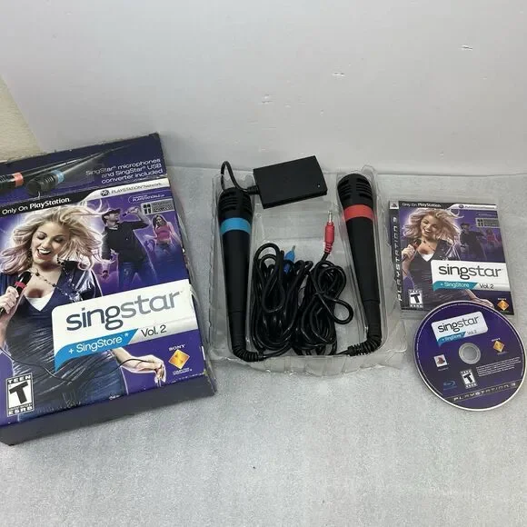 SINGSTAR Vol 2 Video Game W 2 Microphone & Dangle Complete Play Station 3 PS3