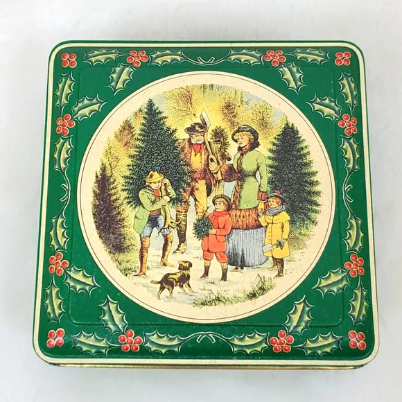 Vintage Tin box company metal made in England Christmas Day