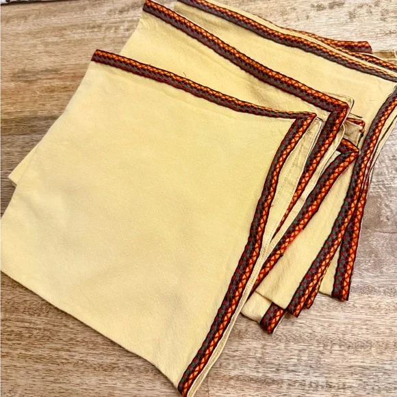 Crate & Barrel Sedona Yellow Napkin with Multicolor Trim