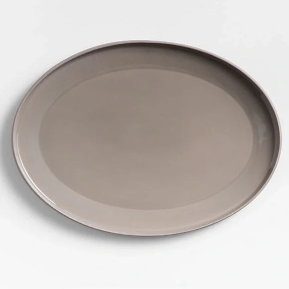 New! Crate&Barrel Large Porcelain Serving Plate in Taupe