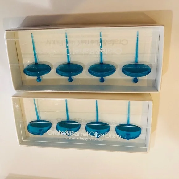 Crate & Barrel Turquoise Olive Buoy 2 Sets of 4 (8 total)