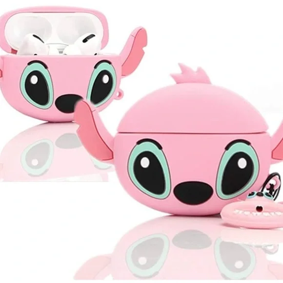 Silicone Pink Cartoon AirPod PRO case with keychain
