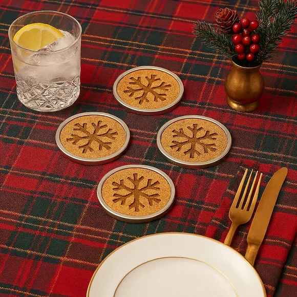 VTG Dansk Snowflake 4pc Coaster Set – New in Package | Rare Holiday Barware