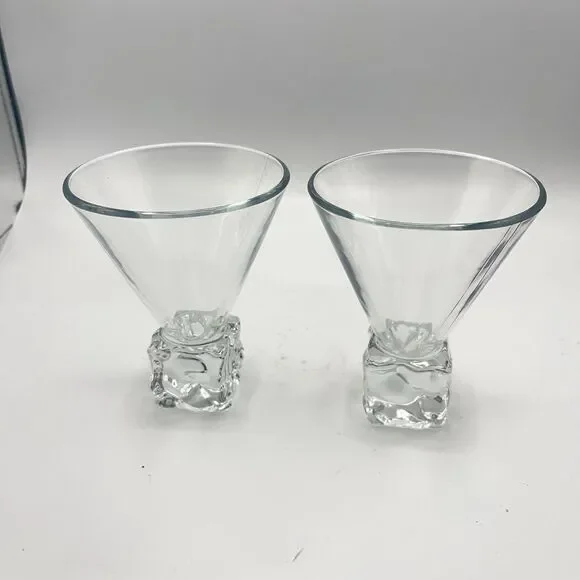 Vintage Set Disaronno Melting Ice Cube Stemless Martini Glasses