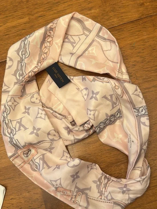 Louis Vuitton Blush Monogram Chain Print Silk Scarf