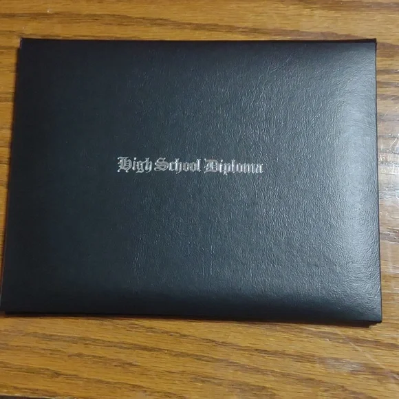 High School Diploma case book booklet cover black silver engraving 6.5