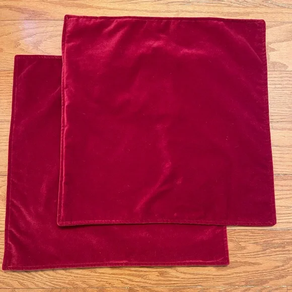 Crate&Barrel, 18” x 18” velvet pillows with down inserts