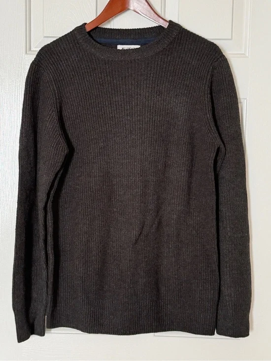 William Rast Ribbed Knit Crewneck Sweater Gray Size Large